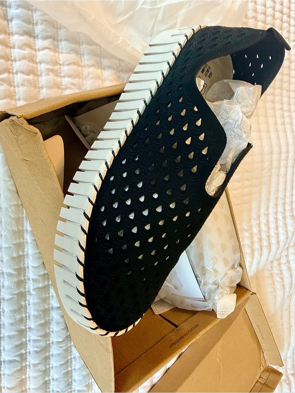 Project Cloud Daffodil siz 8Black Slip-On Perforated Casual Shoe with White Sole
